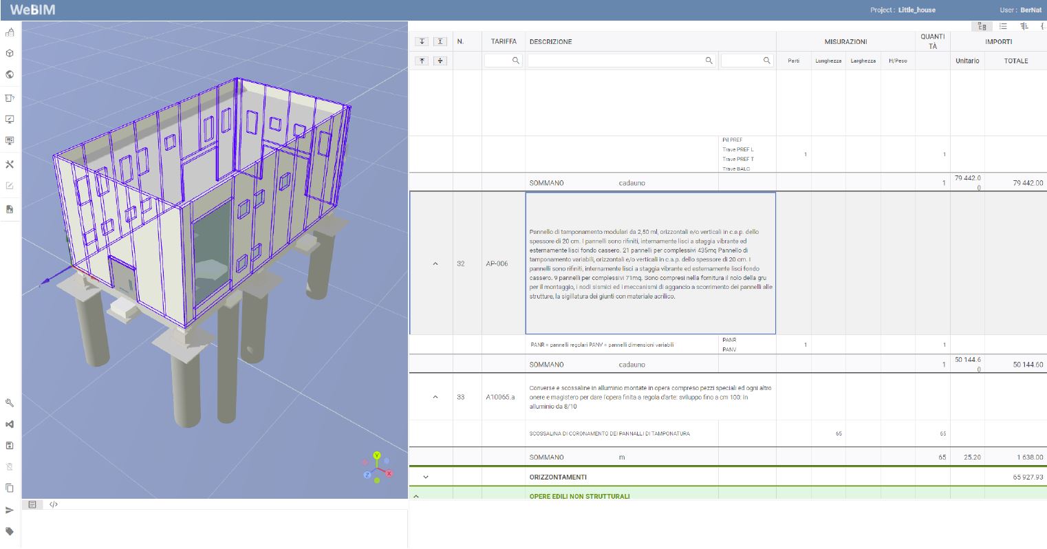 Verifica supportata della rispondenza tra computi metrici e oggetti BIM (foto della piattaforma)
